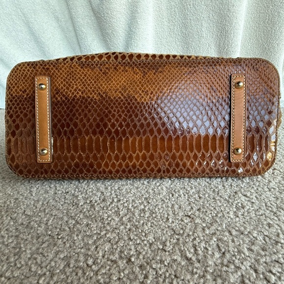 Vintage Dooney & Bourke Brown Leather Suede Shoulder Bag Snake Skin Embossed - Picture 11 of 16